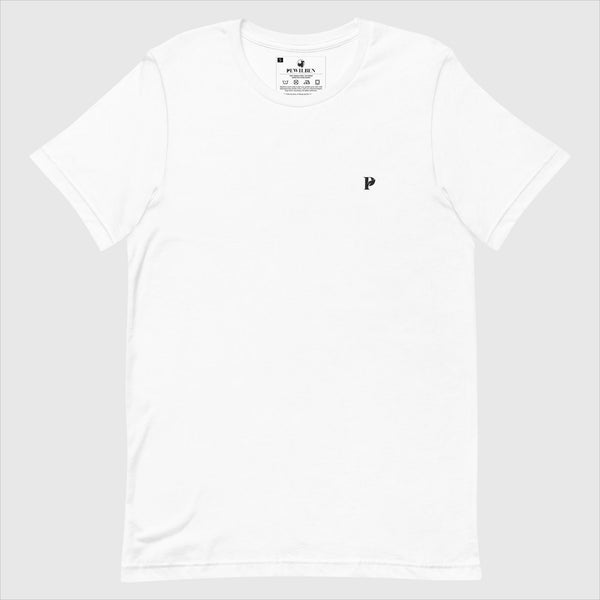 pewilben white embroidered signature tee