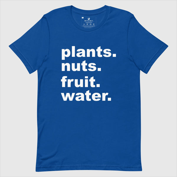 Plants, nuts, fruit, and water tee