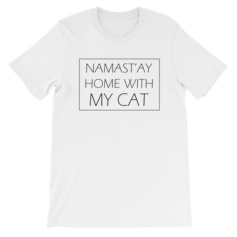 Namast'ay with my cat short sleeve unisex t-shirt AU