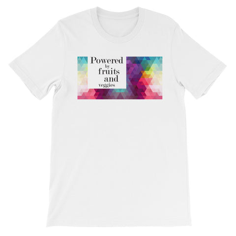 Powered by fruits and veggies square short unisex sleeve t-shirt VU