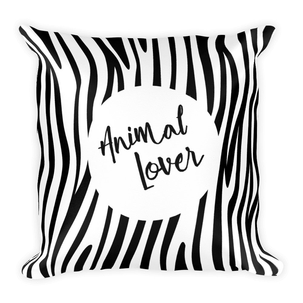 Animal lover zebra print square pillow