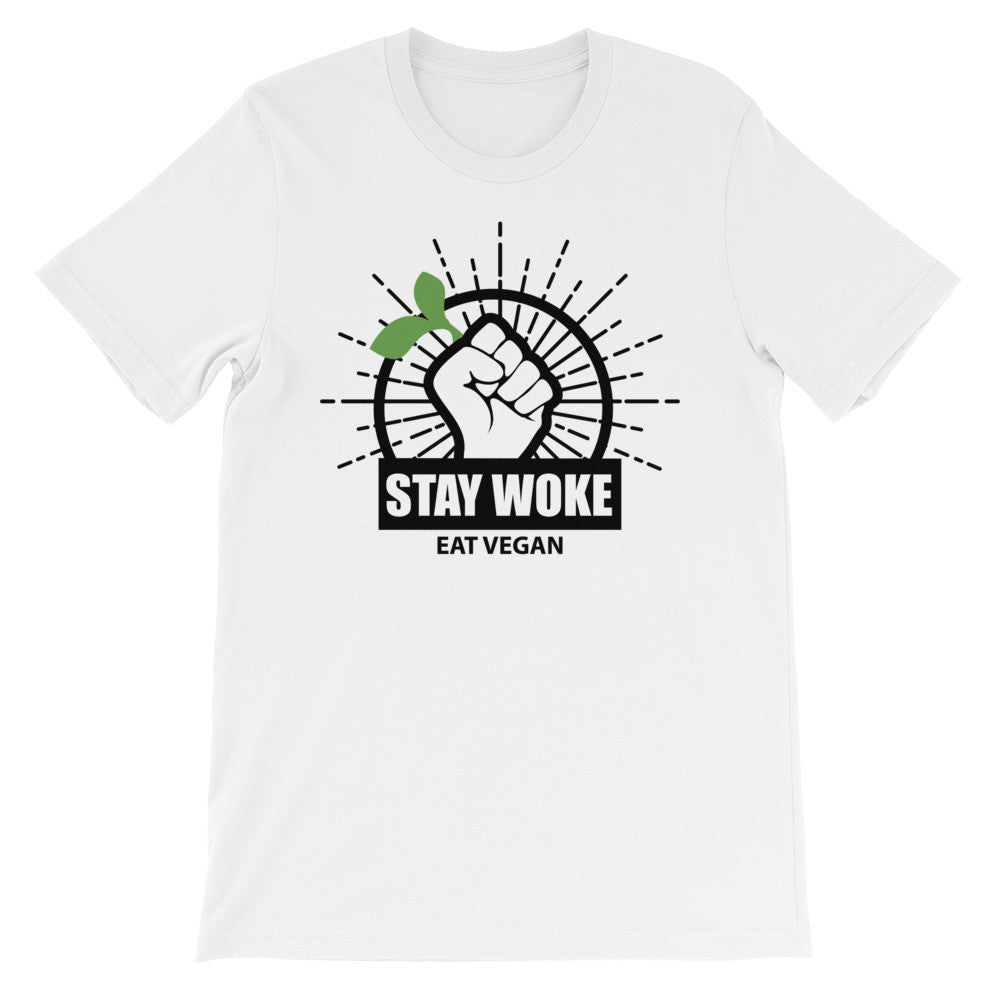 Stay woke eat vegan short sleeve unisex t-shirt VU