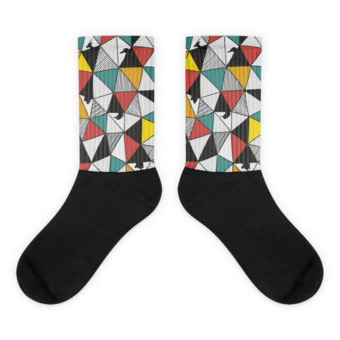 Triangle animal square black foot socks