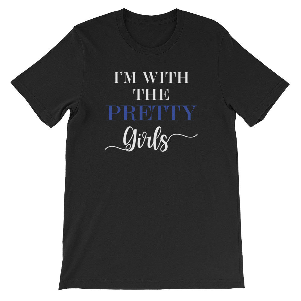 I'm with the pretty girls blue and white short sleeve t-shirt EF